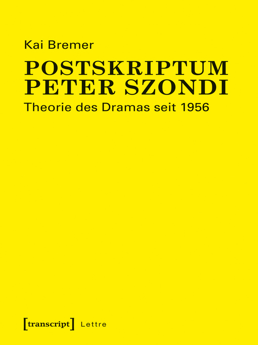 Upplýsingar um Postskriptum Peter Szondi eftir Kai Bremer - Biðlisti